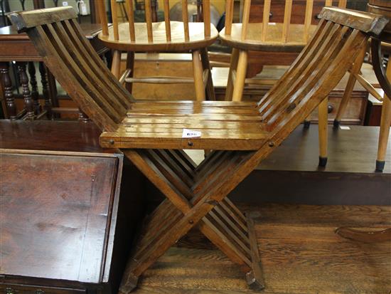 Walnut slatted folding stool